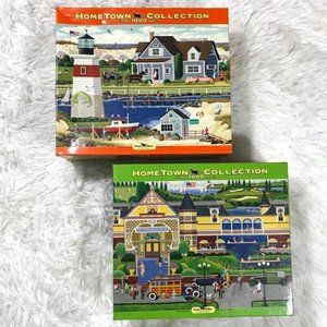 Hometown Collection Grand Peacock Hotel & New England Lighthouse Puzzles Set